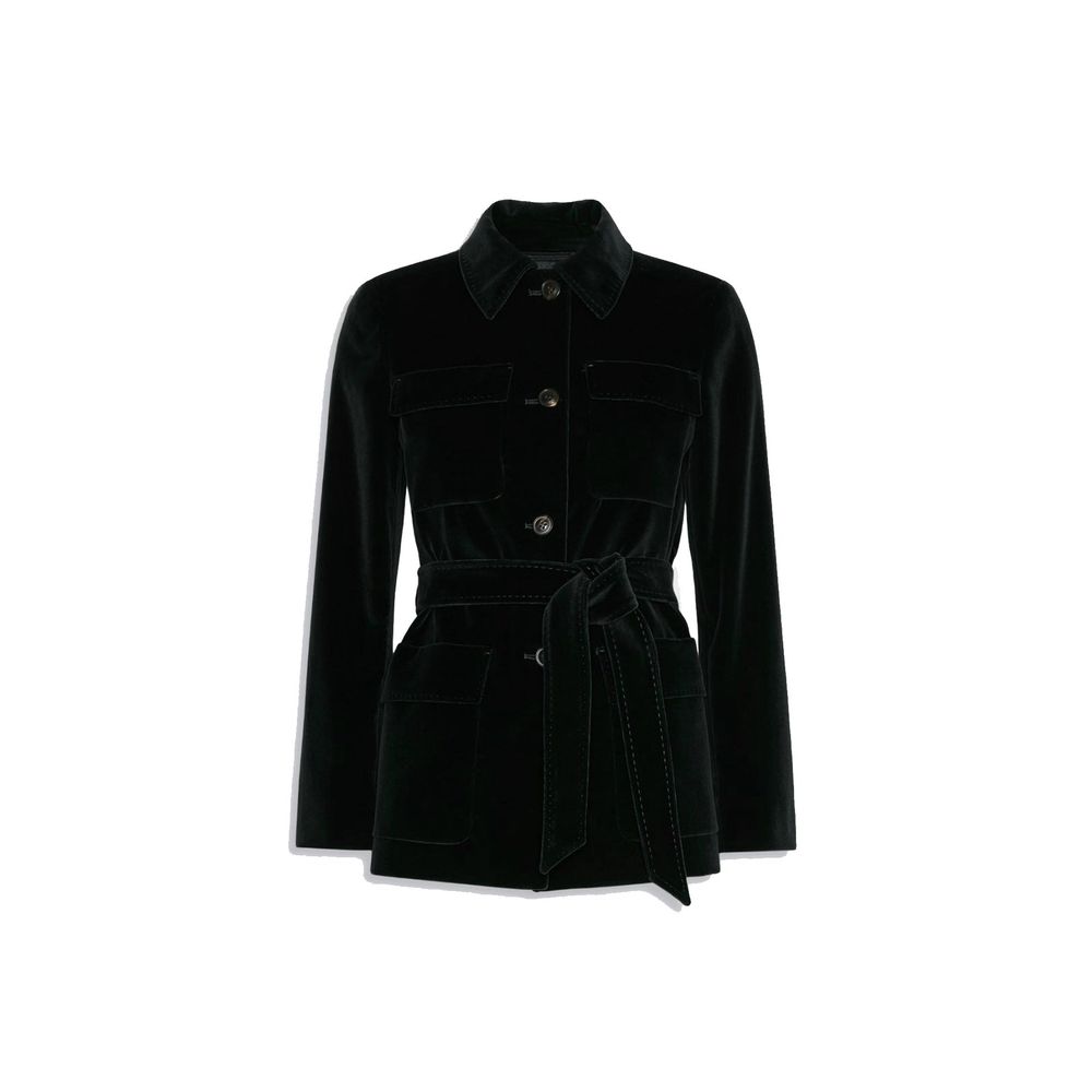 Black Cotton Full-Length Jacket
