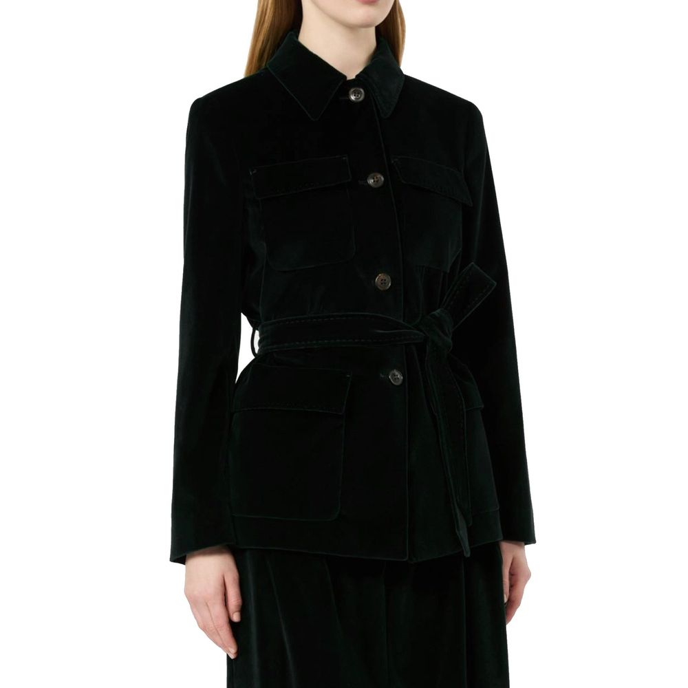 Black Cotton Full-Length Jacket