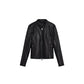 Black Polyester Leather Jacket