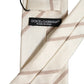Men Off White Silk Stripes Adjustable Tied Necktie Tie