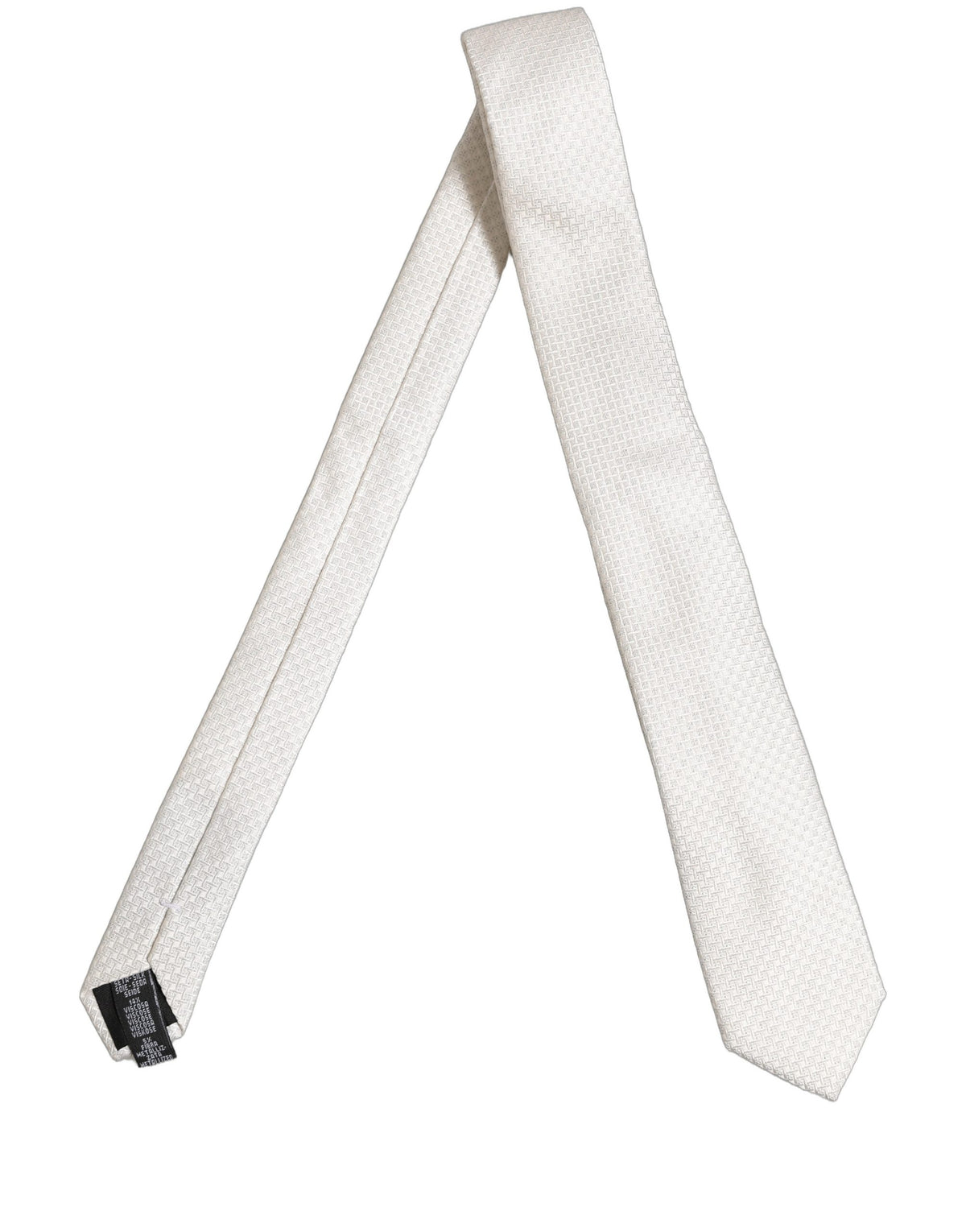 Men Off White Silk Woven Adjustable Tied Necktie Tie