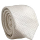 Men Off White Silk Woven Adjustable Tied Necktie Tie