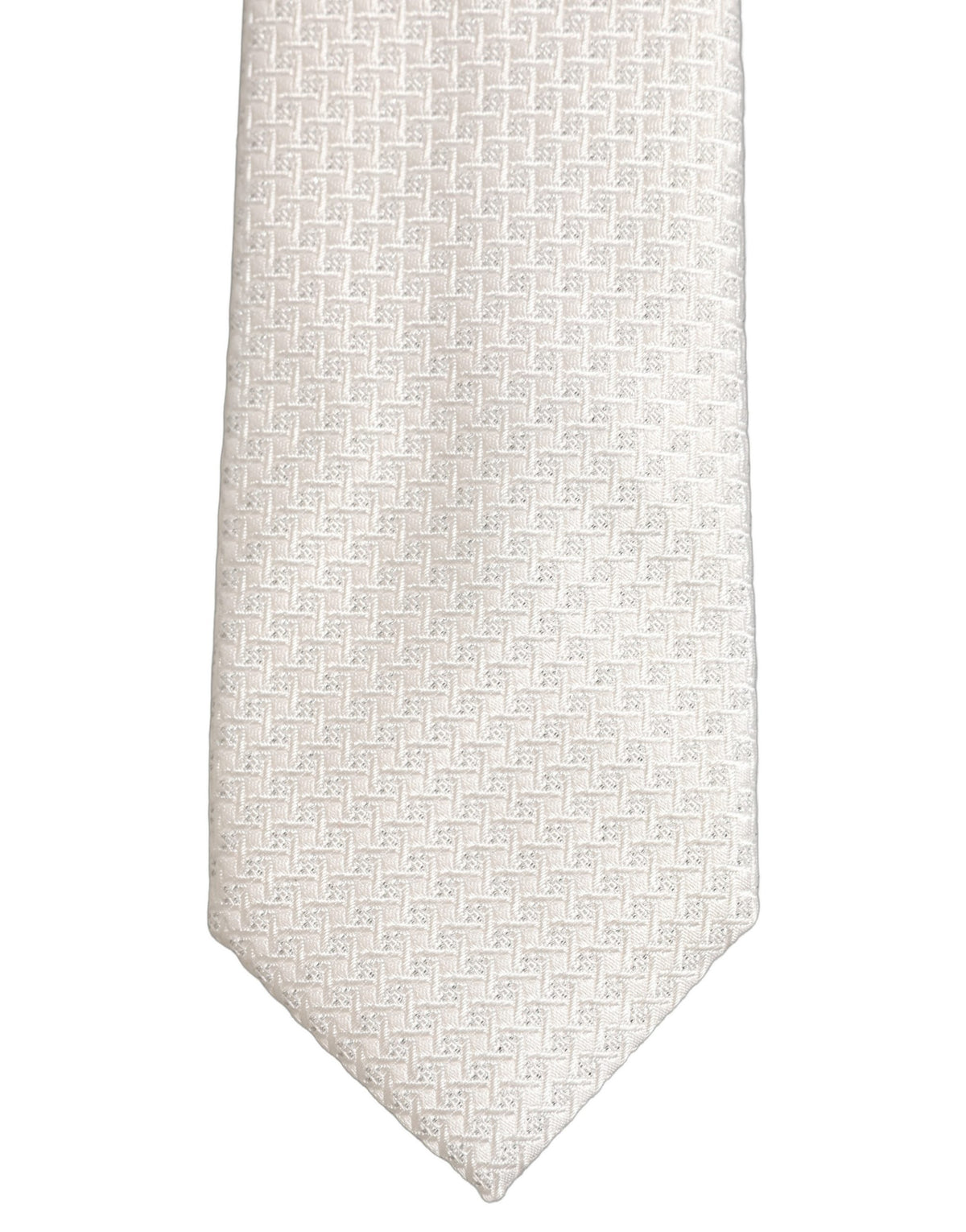 Men Off White Silk Woven Adjustable Tied Necktie Tie