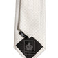 Men Off White Silk Woven Adjustable Tied Necktie Tie