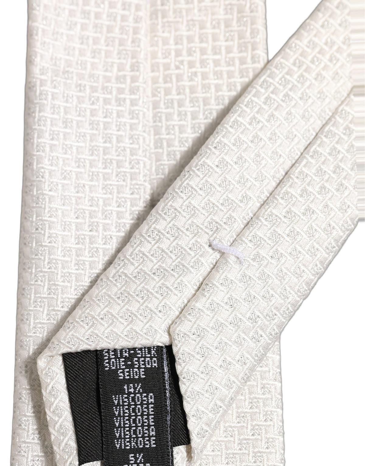 Men Off White Silk Woven Adjustable Tied Necktie Tie