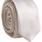 Men Off White Silk Satin Adjustable Tied Necktie Tie
