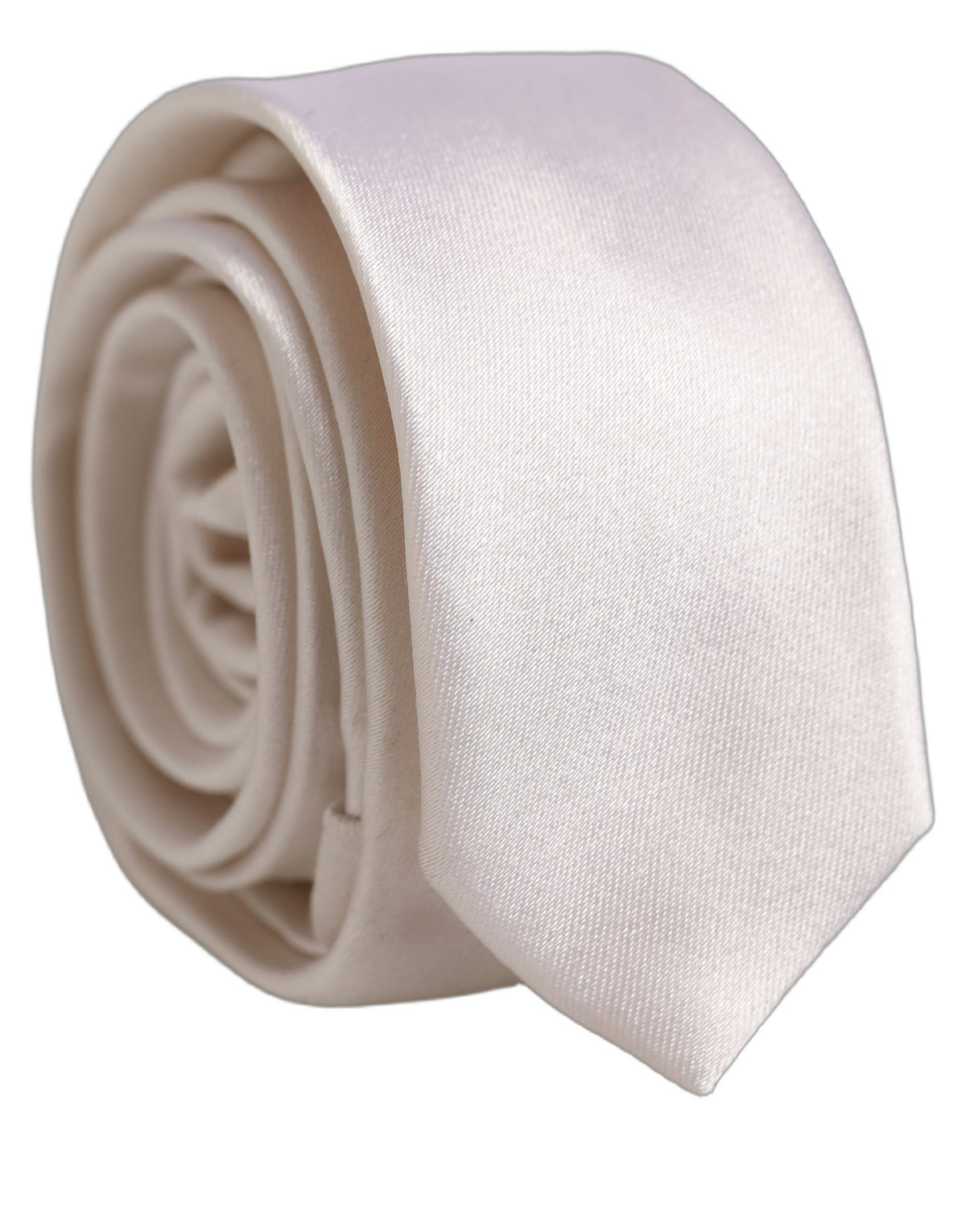 Men Off White Silk Satin Adjustable Tied Necktie Tie
