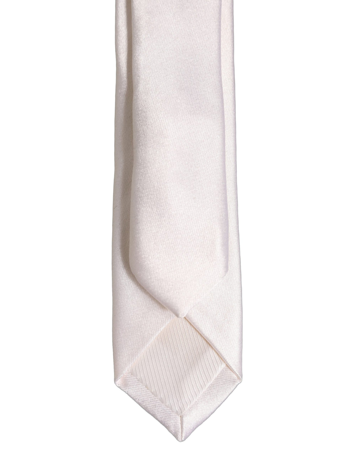 Men Off White Silk Satin Adjustable Tied Necktie Tie