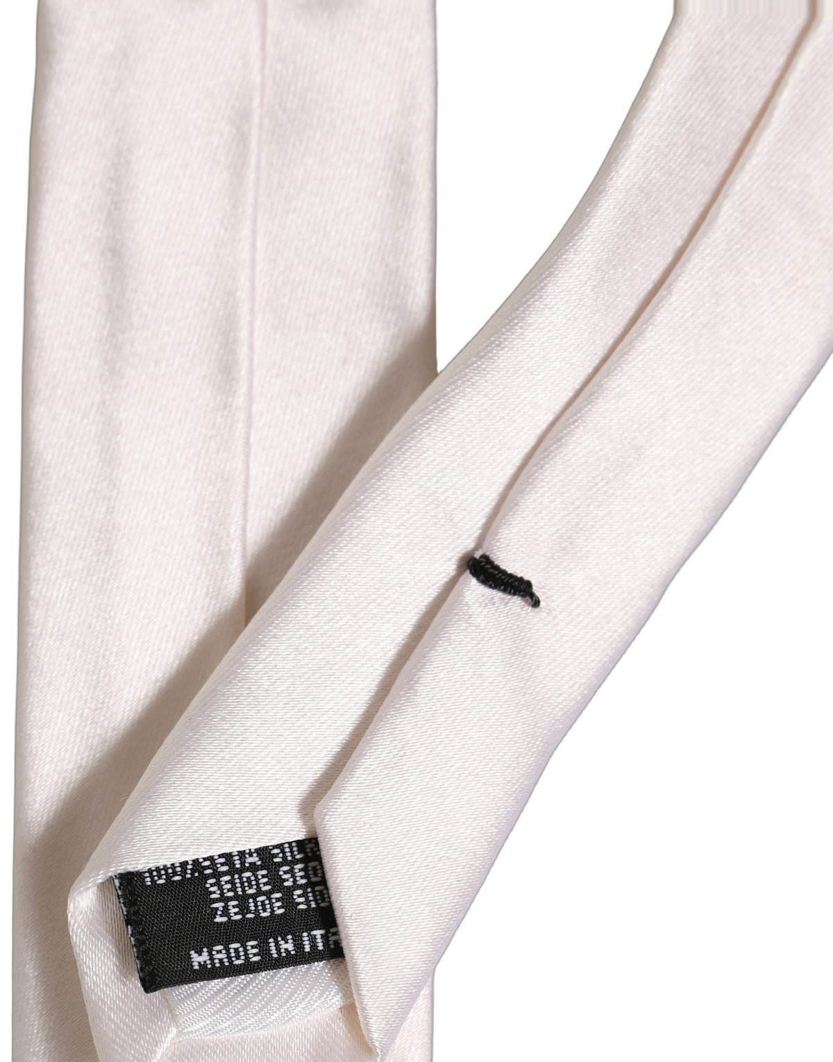 Men Off White Silk Satin Adjustable Tied Necktie Tie