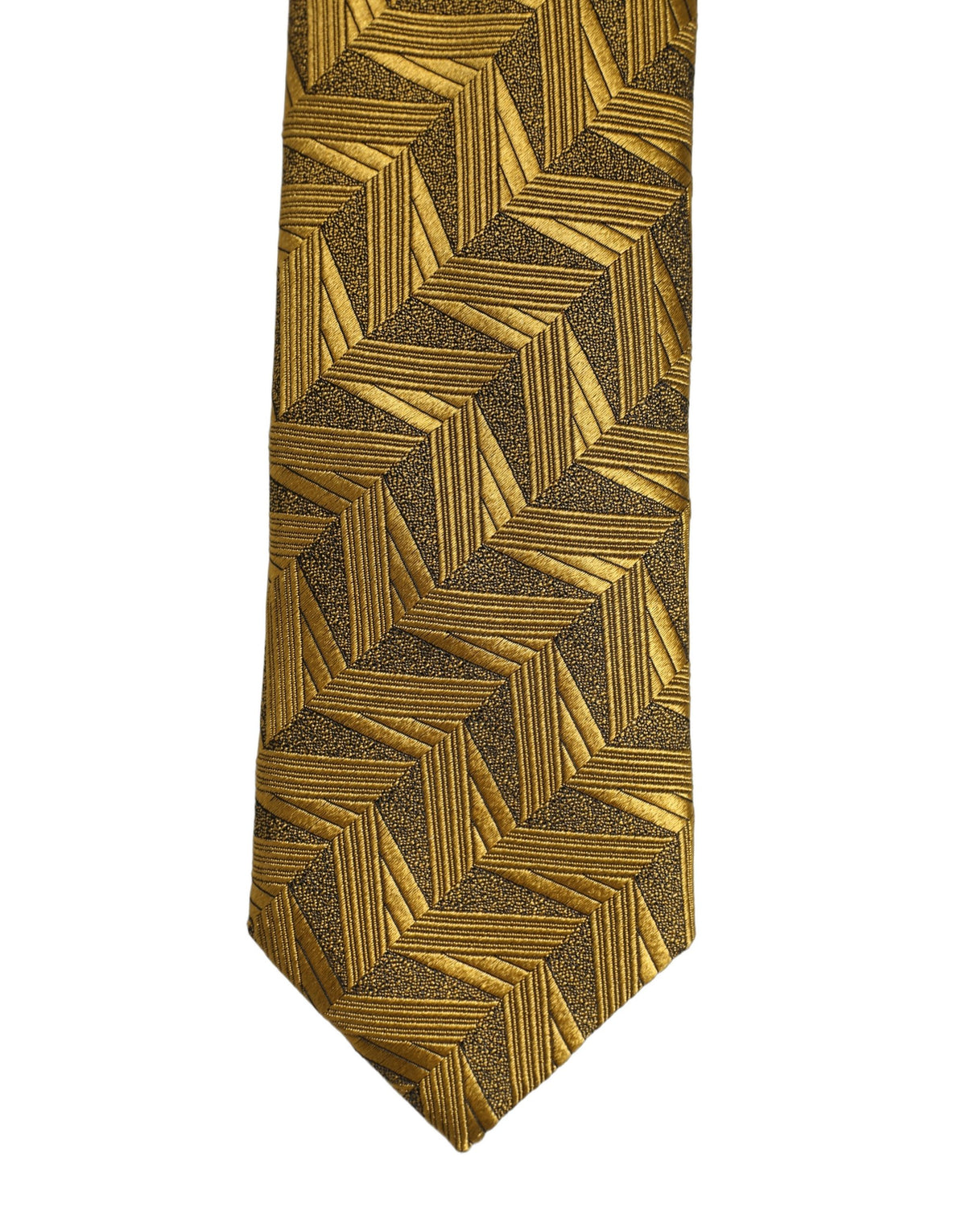 Men Gold Silk Woven Patterned Adjustable Tied Necktie Tie