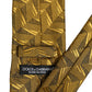 Men Gold Silk Woven Patterned Adjustable Tied Necktie Tie