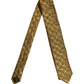 Men Gold Silk Woven Patterned Adjustable Tied Necktie Tie