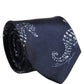 Dark Blue Silk Seahorse Print Adjustable Tied Necktie Tie