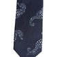 Dark Blue Silk Seahorse Print Adjustable Tied Necktie Tie