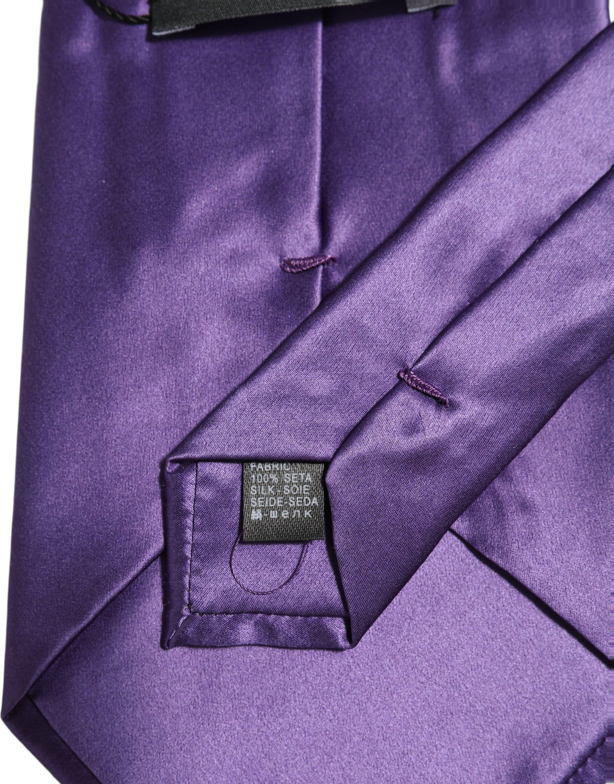 Men Purple Satin Silk Blend Adjustable Tied Necktie Tie