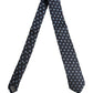 Men Blue Silk Geometric Adjustable Tied Necktie Tie