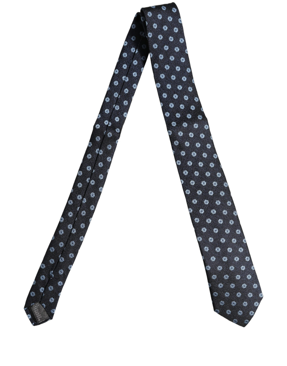 Men Blue Silk Geometric Adjustable Tied Necktie Tie