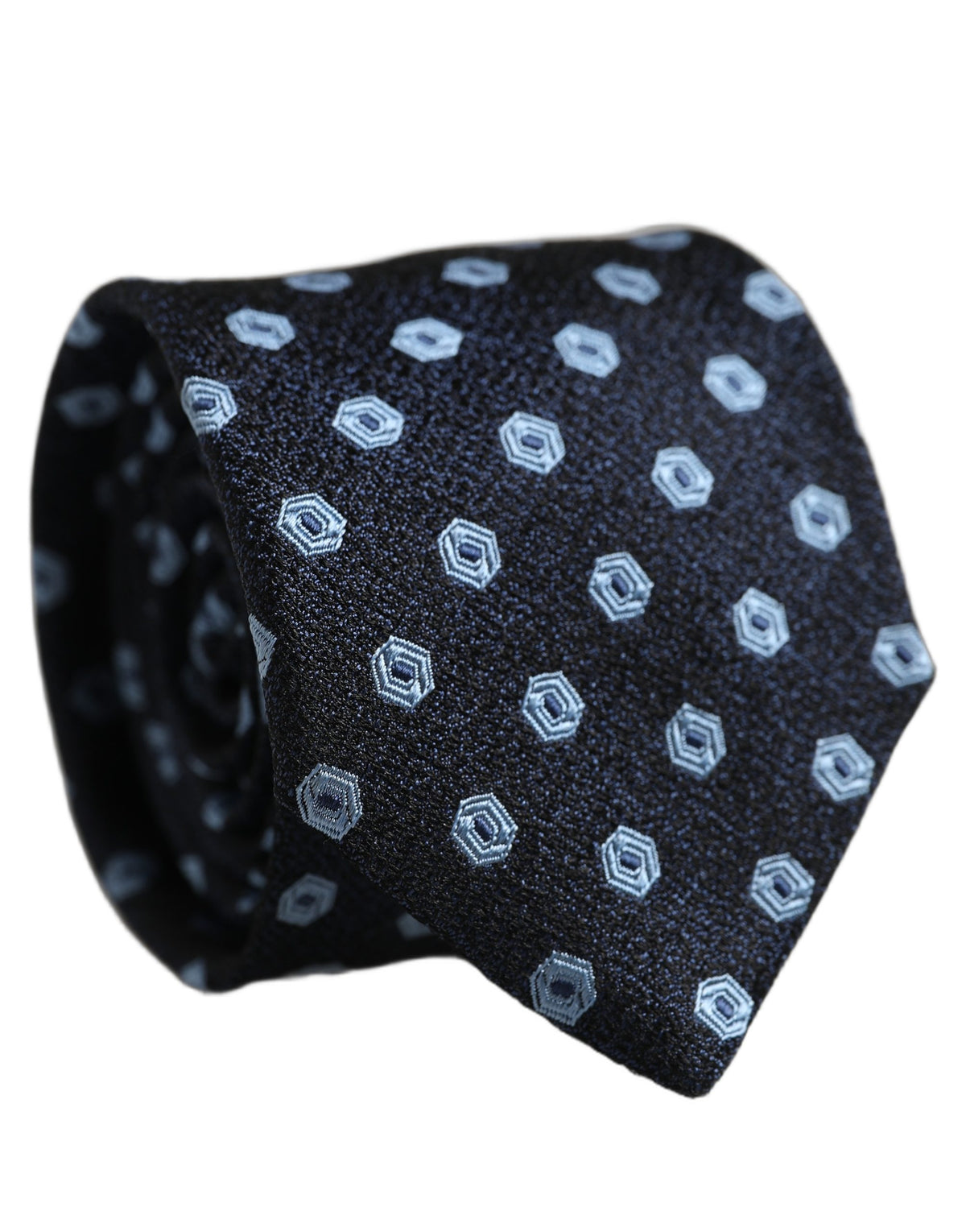 Men Blue Silk Geometric Adjustable Tied Necktie Tie