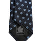 Men Blue Silk Geometric Adjustable Tied Necktie Tie