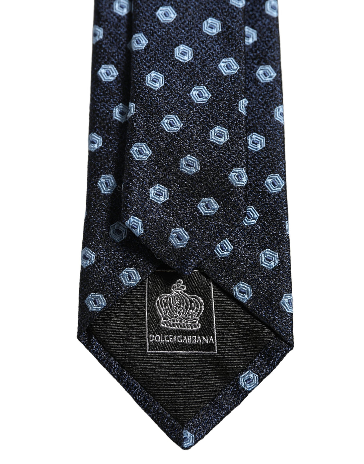 Men Blue Silk Geometric Adjustable Tied Necktie Tie