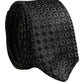 Men Black Silk Geometric Adjustable Tied Necktie Tie