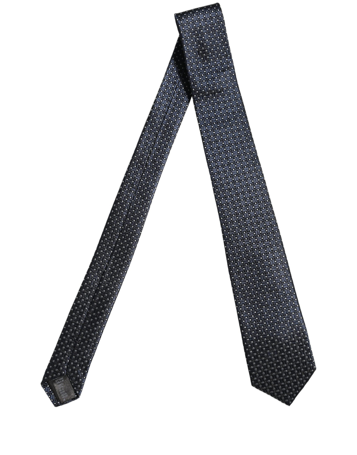 Men Blue Silk Geometric Adjustable Tied Necktie Tie