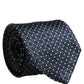 Men Blue Silk Geometric Adjustable Tied Necktie Tie