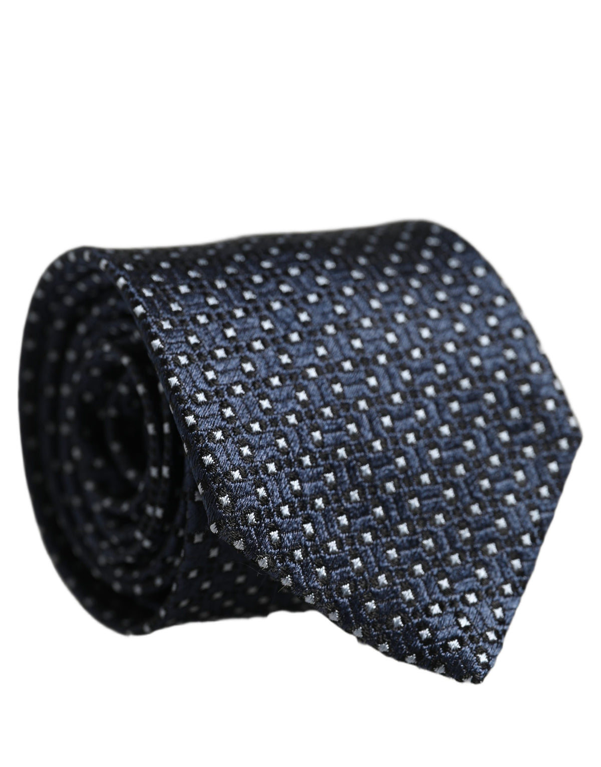 Men Blue Silk Geometric Adjustable Tied Necktie Tie