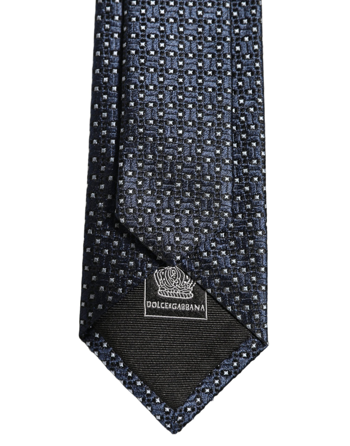 Men Blue Silk Geometric Adjustable Tied Necktie Tie