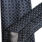 Men Blue Silk Geometric Adjustable Tied Necktie Tie
