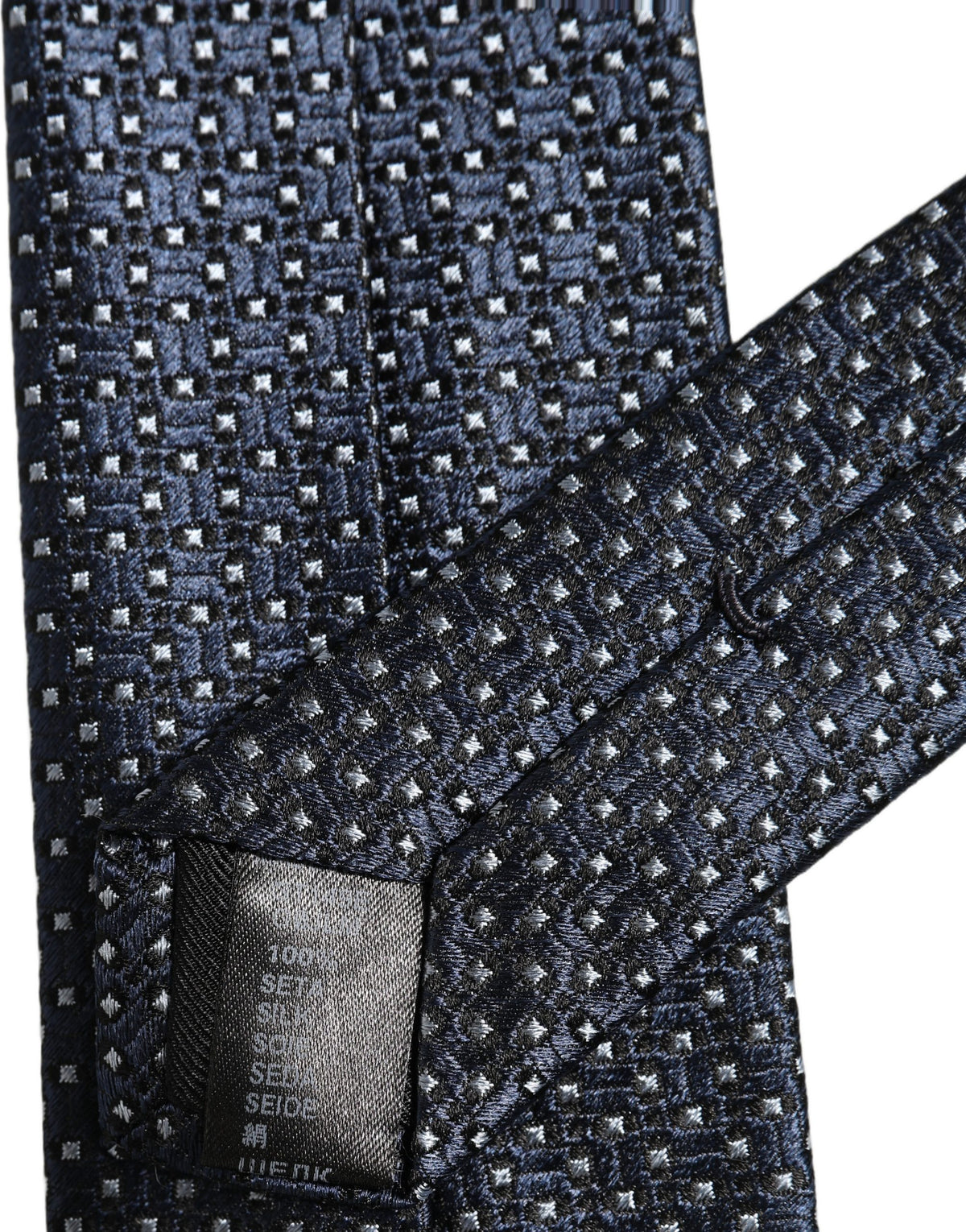 Men Blue Silk Geometric Adjustable Tied Necktie Tie