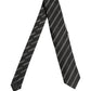 Men Black Silk Stripes Adjustable Tied Necktie Tie