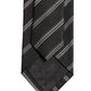 Men Black Silk Stripes Adjustable Tied Necktie Tie