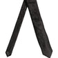 Black Silk Floral Jacquard Adjustable Tied Necktie Tie