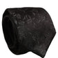 Black Silk Floral Jacquard Adjustable Tied Necktie Tie