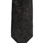 Black Silk Floral Jacquard Adjustable Tied Necktie Tie