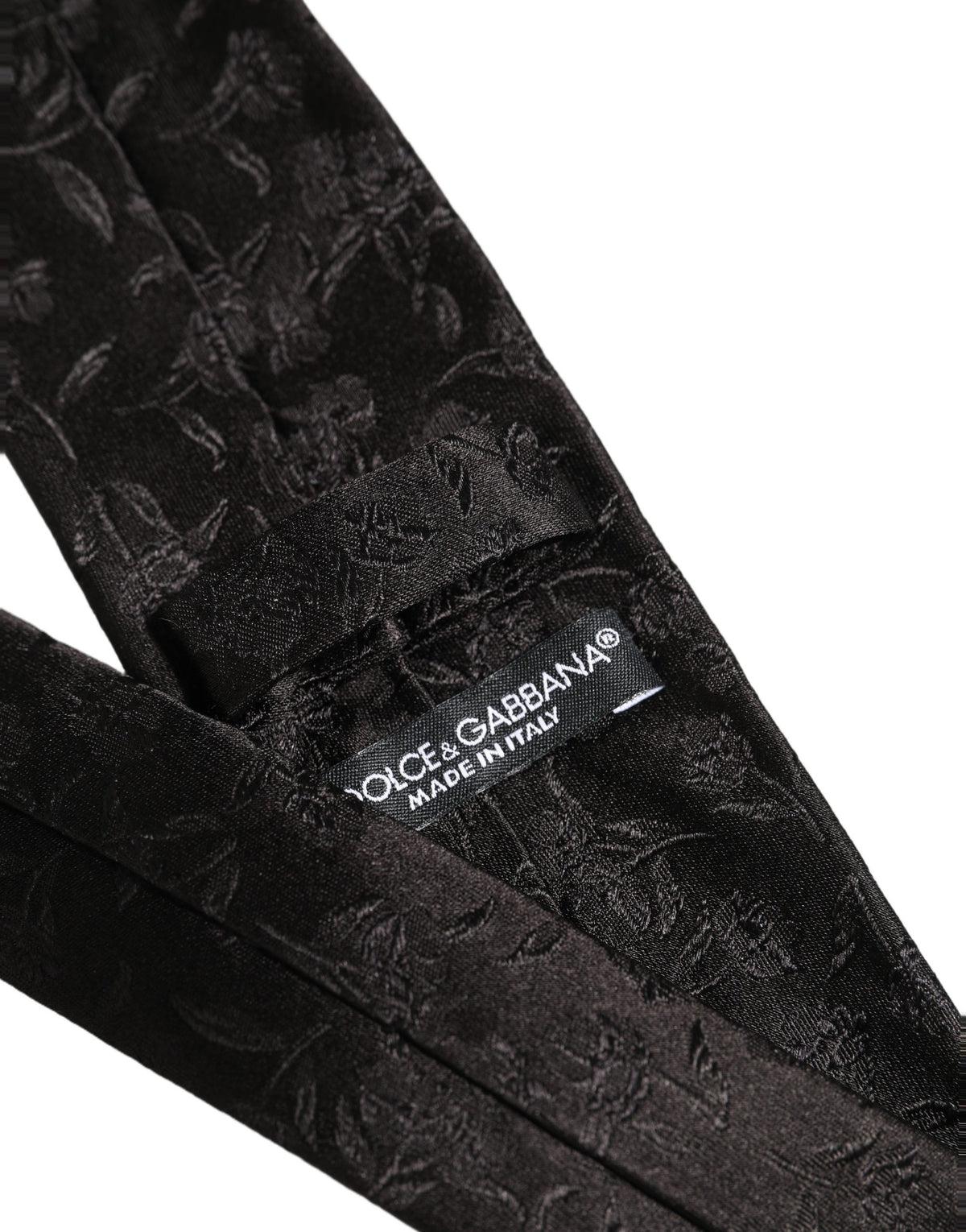 Black Silk Floral Jacquard Adjustable Tied Necktie Tie