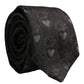 Men Black Silk Sacred Heart Adjustable Tied Necktie Tie