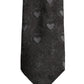 Men Black Silk Sacred Heart Adjustable Tied Necktie Tie