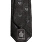 Men Black Silk Sacred Heart Adjustable Tied Necktie Tie