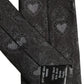 Men Black Silk Sacred Heart Adjustable Tied Necktie Tie