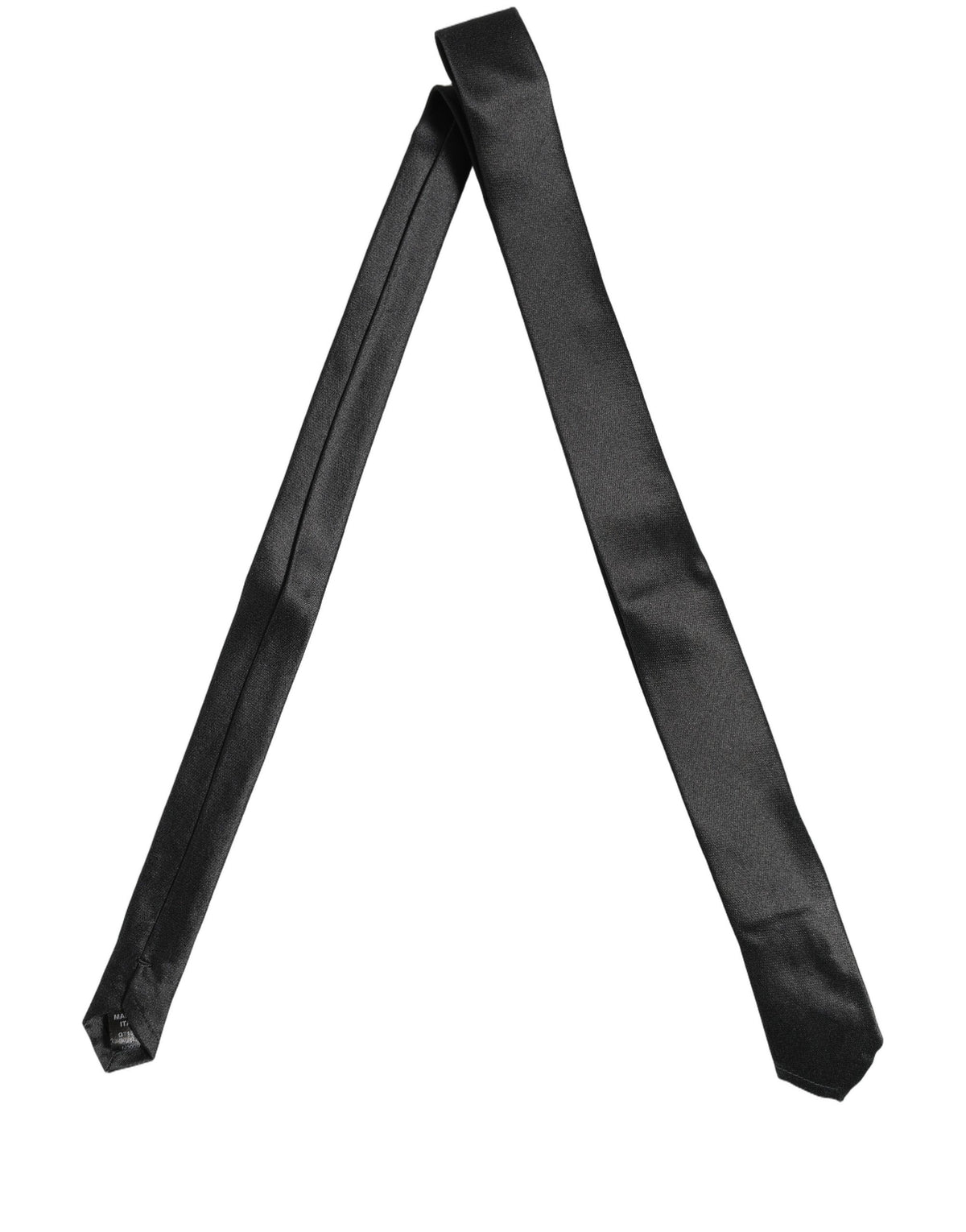 Men Black Satin Silk Classic Adjustable Tied Necktie Tie