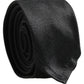 Men Black Satin Silk Classic Adjustable Tied Necktie Tie
