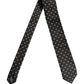 Black White Polka Dots Silk Adjustable Tied Necktie Tie