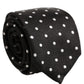 Black White Polka Dots Silk Adjustable Tied Necktie Tie