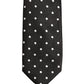 Black White Polka Dots Silk Adjustable Tied Necktie Tie