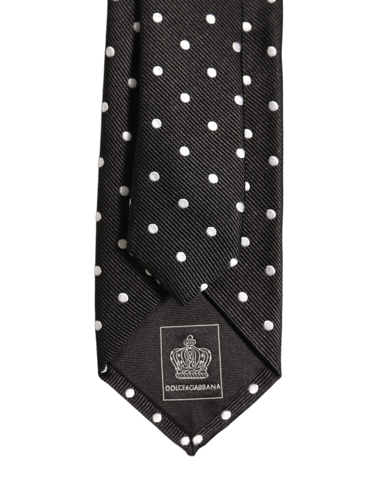 Black White Polka Dots Silk Adjustable Tied Necktie Tie