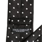Black White Polka Dots Silk Adjustable Tied Necktie Tie