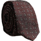 Men Burgundy Geometric Silk Adjustable Tied Necktie Tie