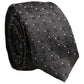 Men Dark Gray Geometric Silk Adjustable Tied Necktie Tie